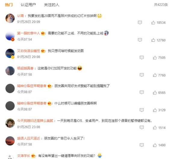 微信朋友圈可以發(fā)20張圖上熱搜，但這些功能仍是網(wǎng)友最想要的