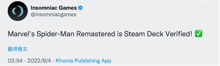 《漫威蜘蛛俠：重制版》將完美支持Steam掌機